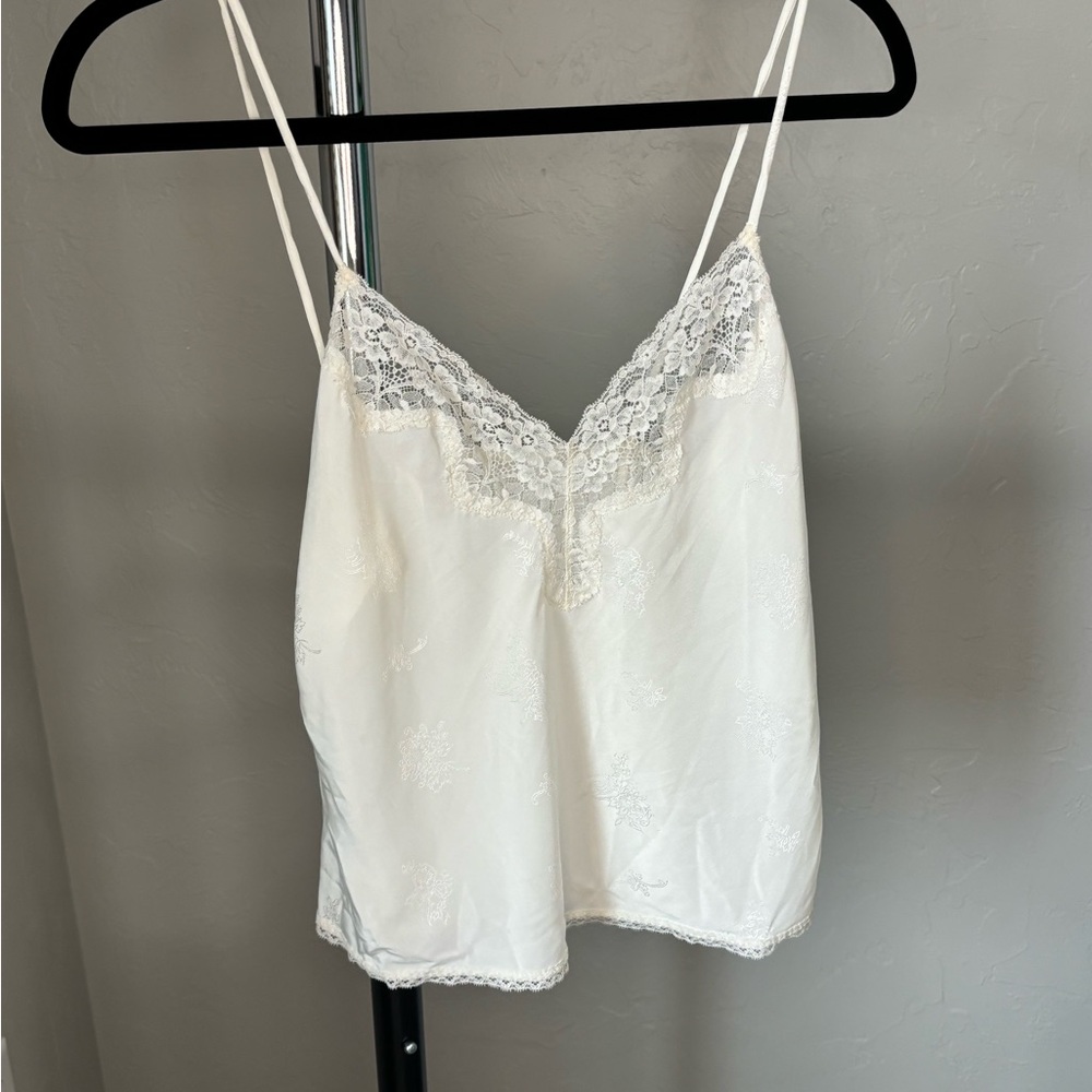 White Lace Trim Cami Top